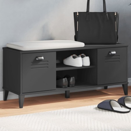 vidaXL Schuhbank VIKEN Schwarz 106x35x45 cm Massivholz Kiefer