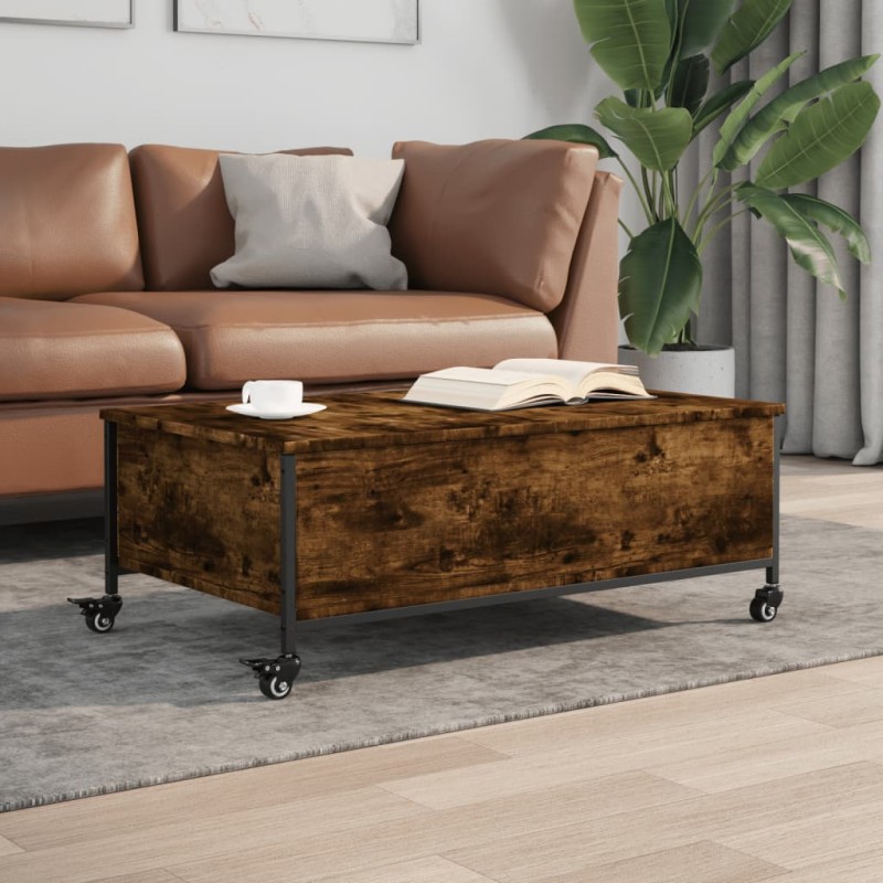 vidaXL Couchtisch mit Rollen Räuchereiche 91x55x34 cm Holzwerkstoff vidaXL Couchtisch mit Rollen Räuchereiche 91x55x34 cm Holzwerkstoff