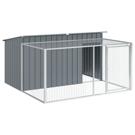 vidaXL Hundehütte mit Auslauf Anthrazit 197x194x110cm Verzinkter Stahl