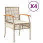 vidaXL Gartenstühle mit Kissen 4 Stk. Beige Poly Rattan Akazienholz vidaXL Gartenstühle mit Kissen 4 Stk. Beige Poly Rattan Akazienholz