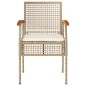 vidaXL Gartenstühle mit Kissen 4 Stk. Beige Poly Rattan Akazienholz vidaXL Gartenstühle mit Kissen 4 Stk. Beige Poly Rattan Akazienholz