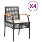 vidaXL Gartenstühle mit Kissen 4 Stk. Schwarz Poly Rattan Akazienholz vidaXL Gartenstühle mit Kissen 4 Stk. Schwarz Poly Rattan Akazienholz