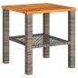 vidaXL Gartentisch Grau 40x40x42 cm Poly Rattan Akazienholz vidaXL Gartentisch Grau 40x40x42 cm Poly Rattan Akazienholz