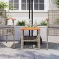vidaXL Gartentisch Grau 40x40x42 cm Poly Rattan Akazienholz vidaXL Gartentisch Grau 40x40x42 cm Poly Rattan Akazienholz