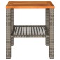vidaXL Gartentisch Grau 40x40x42 cm Poly Rattan Akazienholz vidaXL Gartentisch Grau 40x40x42 cm Poly Rattan Akazienholz