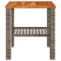 vidaXL Gartentisch Grau 40x40x42 cm Poly Rattan Akazienholz vidaXL Gartentisch Grau 40x40x42 cm Poly Rattan Akazienholz