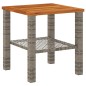 vidaXL Gartentisch Grau 40x40x42 cm Poly Rattan Akazienholz vidaXL Gartentisch Grau 40x40x42 cm Poly Rattan Akazienholz