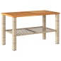 vidaXL Gartentisch Beige 70x38x42 cm Poly Rattan Akazienholz vidaXL Gartentisch Beige 70x38x42 cm Poly Rattan Akazienholz