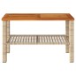 vidaXL Gartentisch Beige 70x38x42 cm Poly Rattan Akazienholz vidaXL Gartentisch Beige 70x38x42 cm Poly Rattan Akazienholz