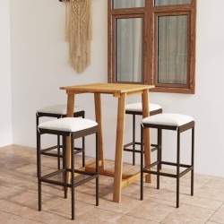 5-tlg. Gartenbar-Set mit Kissen Braun
