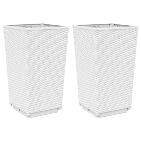 vidaXL Pflanzkübel 2 Stk. Weiß 32,5x32,5x57 cm PP