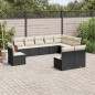 vidaXL 10-tlg. Garten-Sofagarnitur mit Kissen Schwarz Poly Rattan vidaXL 10-tlg. Garten-Sofagarnitur mit Kissen Schwarz Poly Rattan