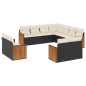 vidaXL 11-tlg. Garten-Sofagarnitur mit Kissen Schwarz Poly Rattan vidaXL 11-tlg. Garten-Sofagarnitur mit Kissen Schwarz Poly Rattan