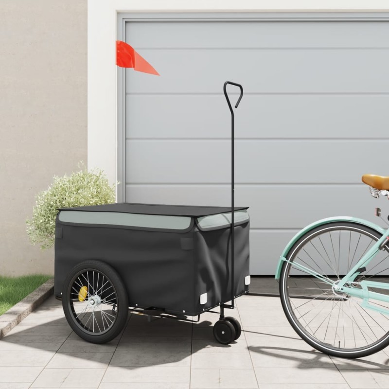 vidaXL Fahrradanhänger Schwarz und Grau 45 kg Eisen vidaXL Fahrradanhänger Schwarz und Grau 45 kg Eisen