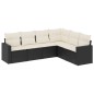 vidaXL 6-tlg. Garten-Sofagarnitur mit Kissen Schwarz Poly Rattan vidaXL 6-tlg. Garten-Sofagarnitur mit Kissen Schwarz Poly Rattan