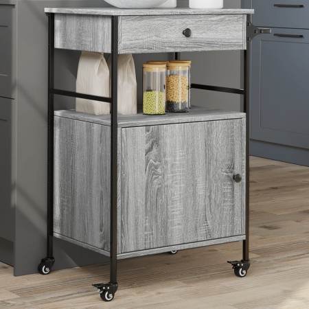 vidaXL Küchenwagen Grau Sonoma 56x43x89,5 cm Holzwerkstoff