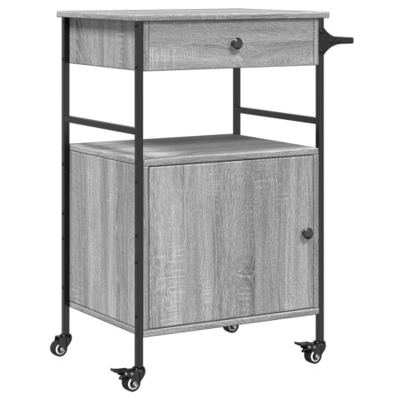 vidaXL Küchenwagen Grau Sonoma 56x43x89,5 cm Holzwerkstoff