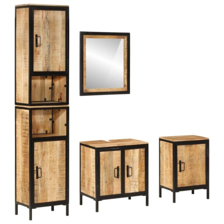 vidaXL 4-tlg. Badmöbel-Set Eisen und Massivholz Mango