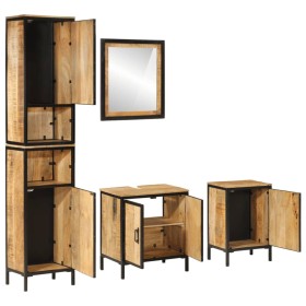 vidaXL 4-tlg. Badmöbel-Set Eisen und Massivholz Mango