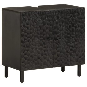 vidaXL Waschbeckenunterschrank Schwarz 62x33x58 cm Massivholz Mango