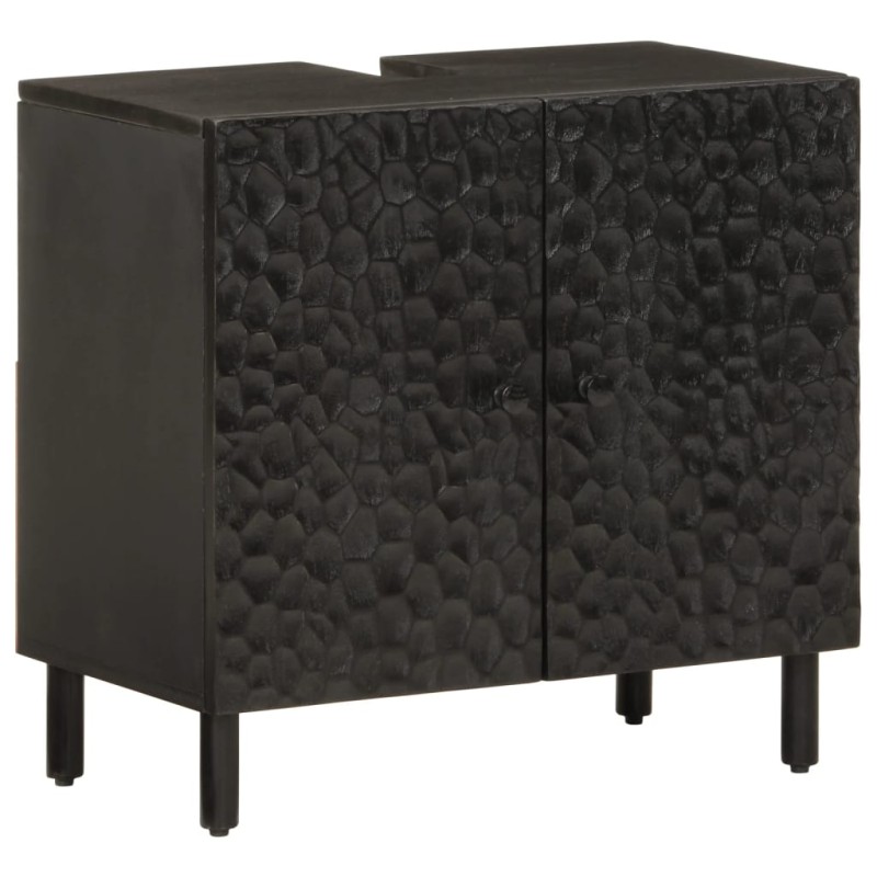 vidaXL Waschbeckenunterschrank Schwarz 62x33x58 cm Massivholz Mango vidaXL Waschbeckenunterschrank Schwarz 62x33x58 cm Massivholz Mango