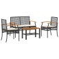 vidaXL 4-tlg. Garten-Lounge-Set mit Kissen Schwarz Poly Rattan vidaXL 4-tlg. Garten-Lounge-Set mit Kissen Schwarz Poly Rattan