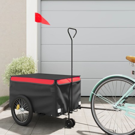 vidaXL Fahrradanhänger Schwarz und Rot 30 kg Eisen
