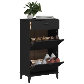 vidaXL Schuhschrank VIKEN Schwarz Massivholz Kiefer