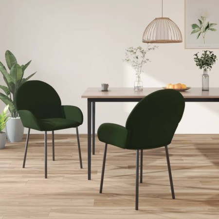 vidaXL Esszimmerstühle 2 Stk. Dunkelgrün Samt