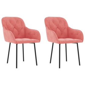 vidaXL Esszimmerstühle 2 Stk. Rosa Samt
