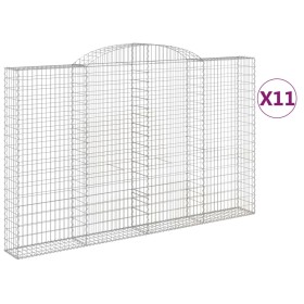vidaXL Gabionen mit Hochbogen 11 Stk 300x30x180/200cm Verzinktes Eisen