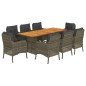 vidaXL 9-tlg. Garten-Essgruppe mit Kissen Grau Poly Rattan vidaXL 9-tlg. Garten-Essgruppe mit Kissen Grau Poly Rattan