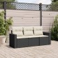 vidaXL 3-tlg. Garten-Sofagarnitur mit Kissen Schwarz Poly Rattan vidaXL 3-tlg. Garten-Sofagarnitur mit Kissen Schwarz Poly Rattan