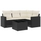 vidaXL 5-tlg. Garten-Sofagarnitur mit Kissen Schwarz Poly Rattan vidaXL 5-tlg. Garten-Sofagarnitur mit Kissen Schwarz Poly Rattan