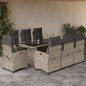 vidaXL 9-tlg. Garten-Essgruppe mit Kissen Hellgrau Poly Rattan vidaXL 9-tlg. Garten-Essgruppe mit Kissen Hellgrau Poly Rattan