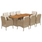 vidaXL 9-tlg. Garten-Essgruppe mit Kissen Beige Poly Rattan vidaXL 9-tlg. Garten-Essgruppe mit Kissen Beige Poly Rattan