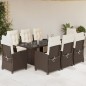 vidaXL 9-tlg. Garten-Essgruppe mit Kissen Braun Poly Rattan vidaXL 9-tlg. Garten-Essgruppe mit Kissen Braun Poly Rattan