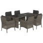 vidaXL 7-tlg. Garten-Essgruppe mit Kissen Grau Poly Rattan vidaXL 7-tlg. Garten-Essgruppe mit Kissen Grau Poly Rattan