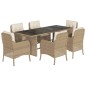 vidaXL 7-tlg. Garten-Essgruppe mit Kissen Beige Poly Rattan vidaXL 7-tlg. Garten-Essgruppe mit Kissen Beige Poly Rattan