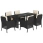 vidaXL 7-tlg. Garten-Essgruppe mit Kissen Schwarz Poly Rattan vidaXL 7-tlg. Garten-Essgruppe mit Kissen Schwarz Poly Rattan