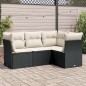 vidaXL 4-tlg. Garten-Sofagarnitur mit Kissen Schwarz Poly Rattan vidaXL 4-tlg. Garten-Sofagarnitur mit Kissen Schwarz Poly Rattan