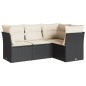 vidaXL 4-tlg. Garten-Sofagarnitur mit Kissen Schwarz Poly Rattan vidaXL 4-tlg. Garten-Sofagarnitur mit Kissen Schwarz Poly Rattan