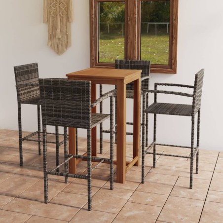 5-tlg. Gartenbar-Set Grau