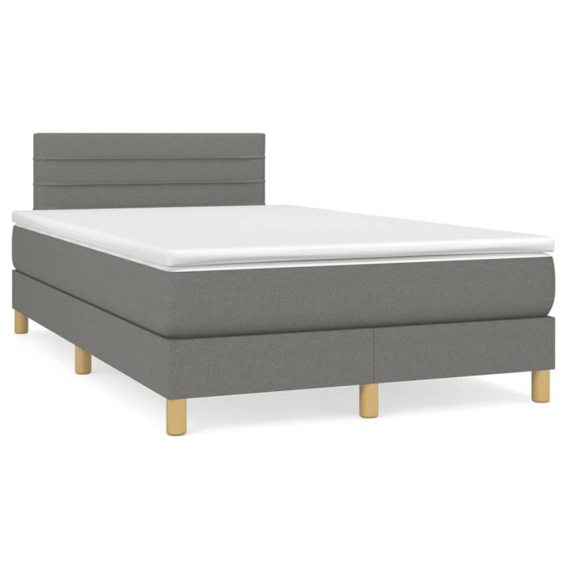 vidaXL Boxspringbett mit Matratze & LED Dunkelgrau 120x190 cm Stoff vidaXL Boxspringbett mit Matratze & LED Dunkelgrau 120x190 cm Stoff
