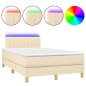vidaXL Boxspringbett mit Matratze & LED Creme 120x190 cm Stoff vidaXL Boxspringbett mit Matratze & LED Creme 120x190 cm Stoff