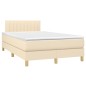 vidaXL Boxspringbett mit Matratze & LED Creme 120x190 cm Stoff vidaXL Boxspringbett mit Matratze & LED Creme 120x190 cm Stoff