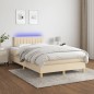 vidaXL Boxspringbett mit Matratze & LED Creme 120x190 cm Stoff vidaXL Boxspringbett mit Matratze & LED Creme 120x190 cm Stoff