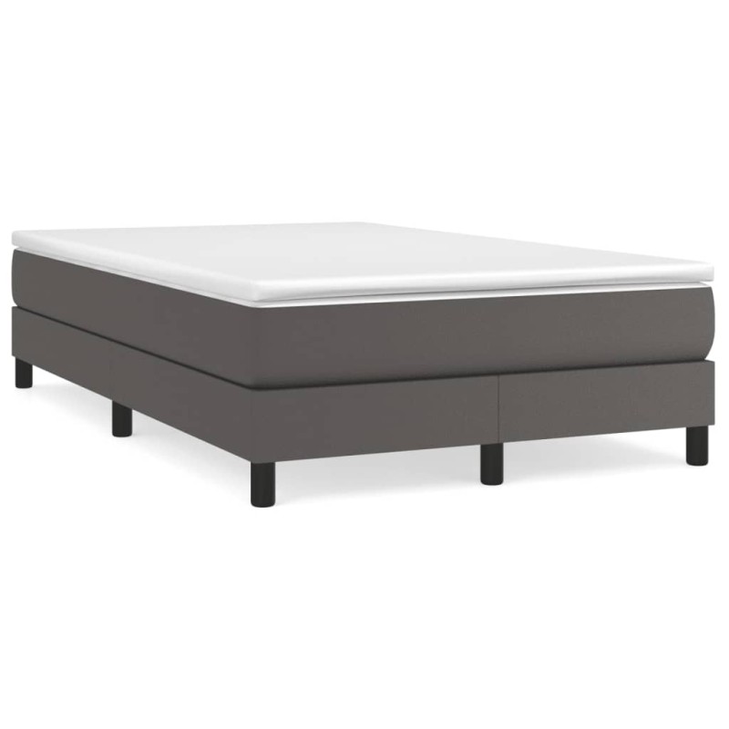 vidaXL Boxspringbett mit Matratze Grau 120x190 cm Kunstleder vidaXL Boxspringbett mit Matratze Grau 120x190 cm Kunstleder