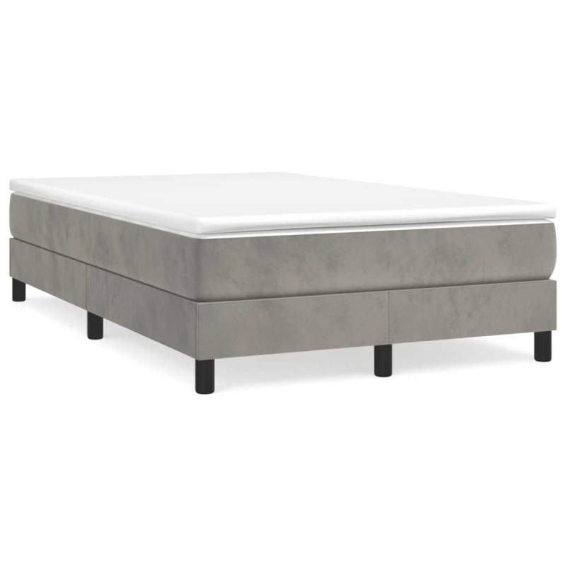 vidaXL Boxspringbett mit Matratze Hellgrau 120x190 cm Samt vidaXL Boxspringbett mit Matratze Hellgrau 120x190 cm Samt