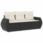 vidaXL 3-tlg. Garten-Sofagarnitur mit Kissen Schwarz Poly Rattan vidaXL 3-tlg. Garten-Sofagarnitur mit Kissen Schwarz Poly Rattan